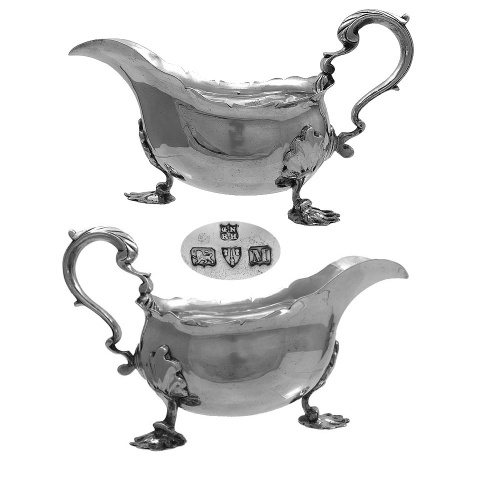 Pair Victorian  Silver Sauceboats Chester 1895